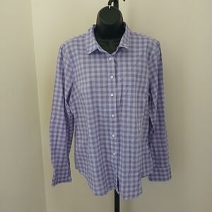 NWT J. CREW 100% COTTON GINGHAM BUTTON DOWN SHIRT IN VIOLET SIZE LARGE